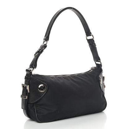 Prada Tessuto Nylon Soft Calfskin Shoulder Bag Black 2 of 4