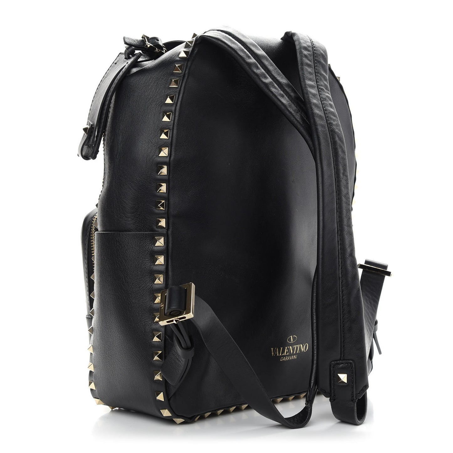 Calfskin Medium Rockstud All Over Backpack Black
