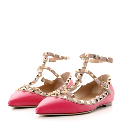 Valentino Garavani Calfskin Nappa Rockstud Cage Ballerina Flats 40 Cyclamin Poudre 3 of 14