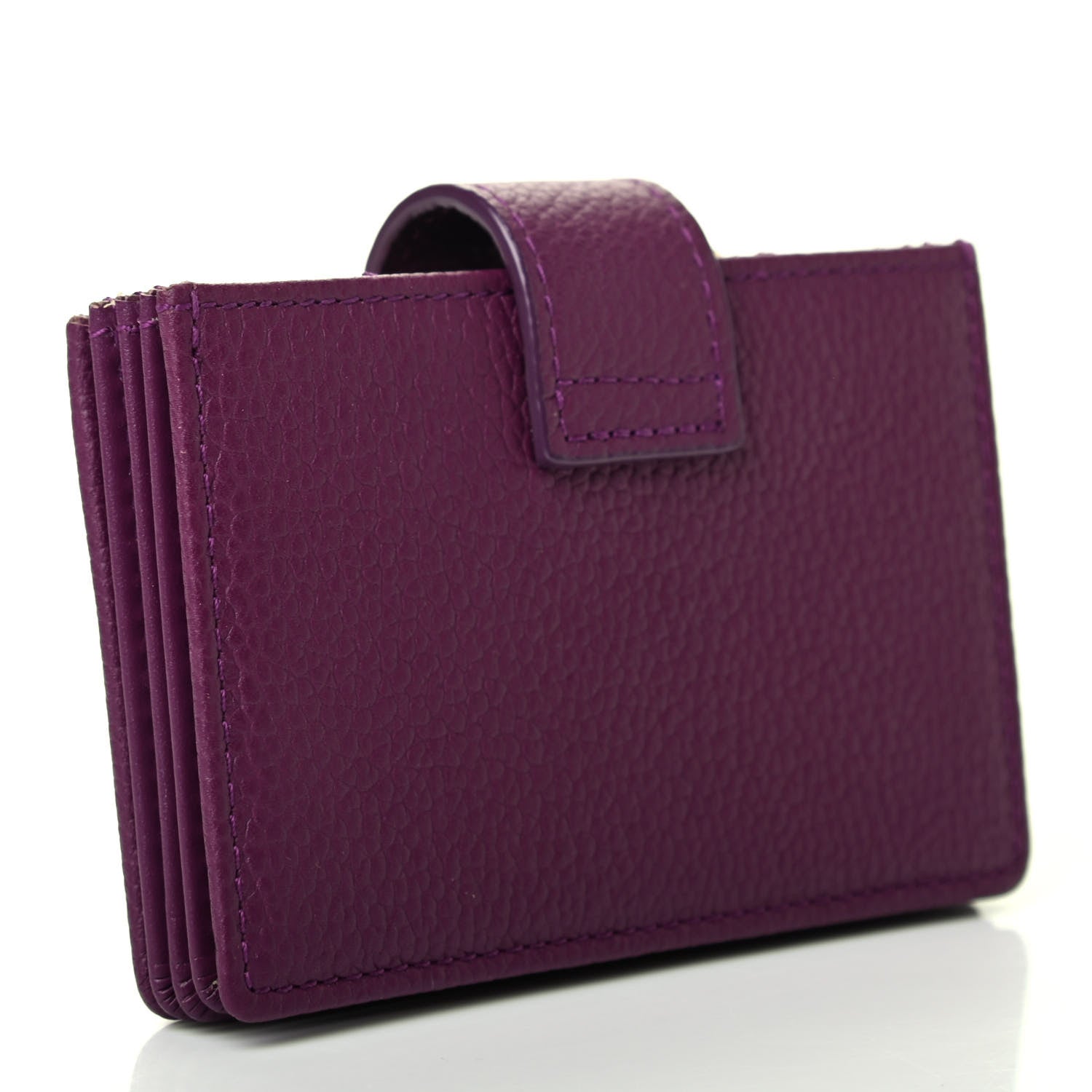 MCM Grained Calfskin Milla Accordion Card Case Purple 3 of 8