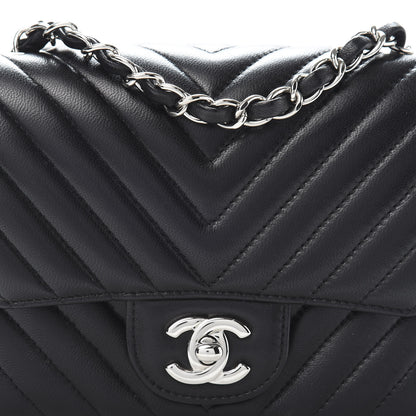 Chanel Lambskin Chevron Quilted Mini Square Flap Black 10 of 11