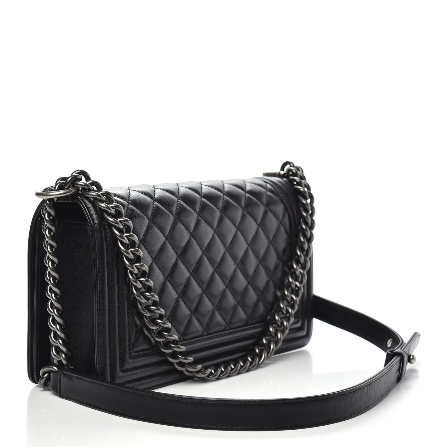 Lambskin Quilted Medium Boy Flap Black