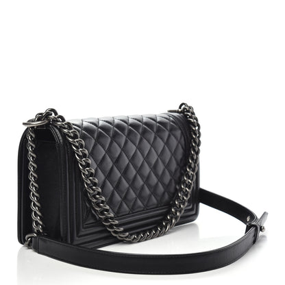 Chanel Lambskin Quilted Medium Boy Flap Black 4 of 17