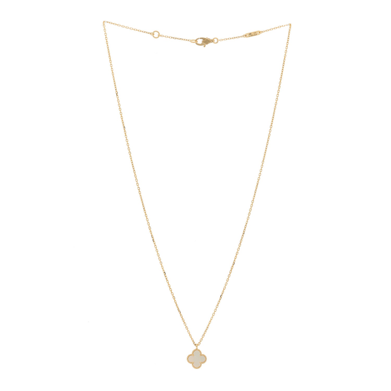 Van Cleef & Arpels 18K Yellow Gold Mother of Pearl Sweet Alhambra Pendant Necklace 3 of 6