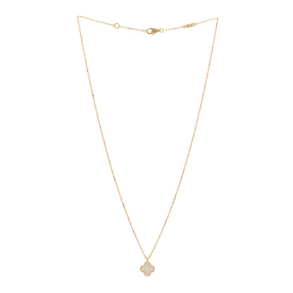 Van Cleef & Arpels 18K Yellow Gold Mother of Pearl Sweet Alhambra Pendant Necklace 3 of 6