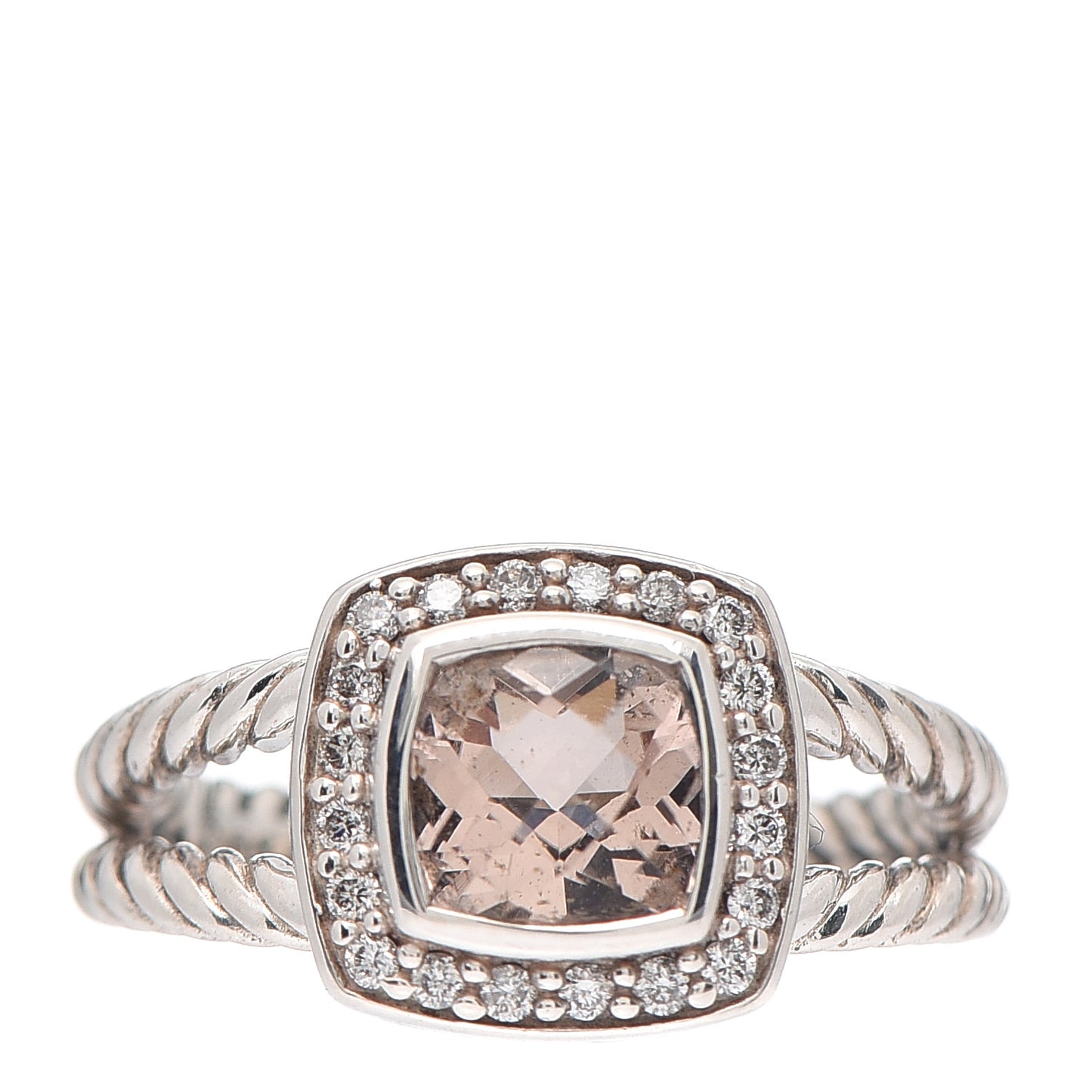 Sterling Silver Diamond Morganite 7mm Petite Albion Ring 54 7