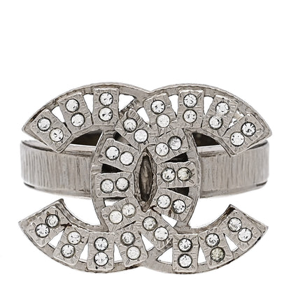 Chanel Crystal CC Ring 52 6 Silver 1 of 4