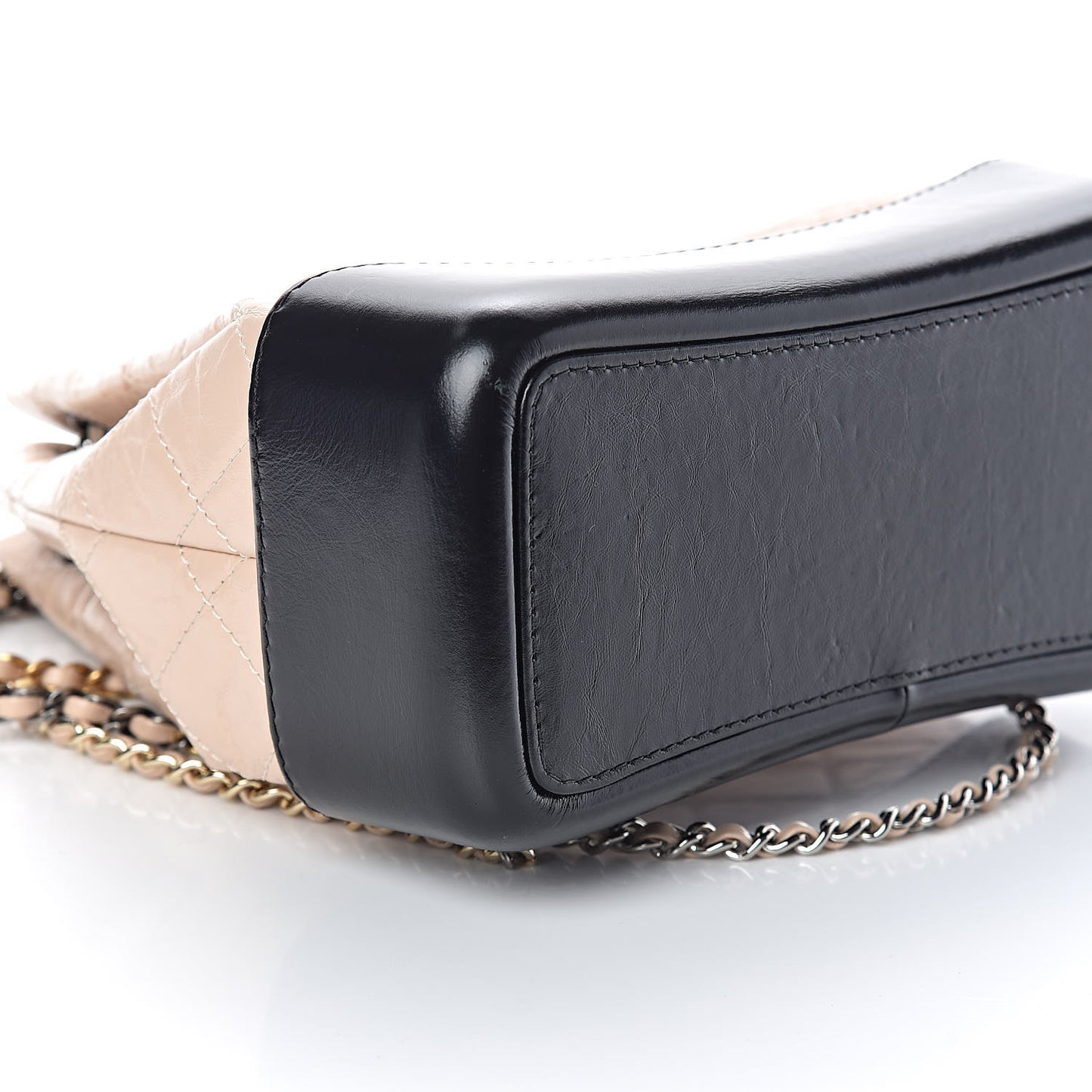 Aged Calfskin Quilted Small Gabrielle Backpack Beige Black