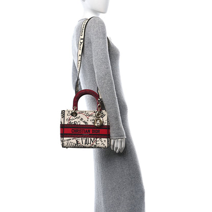 Christian Dior Canvas Medium DiorAmour Graffiti Lady D-Lite Latte 3 of 12