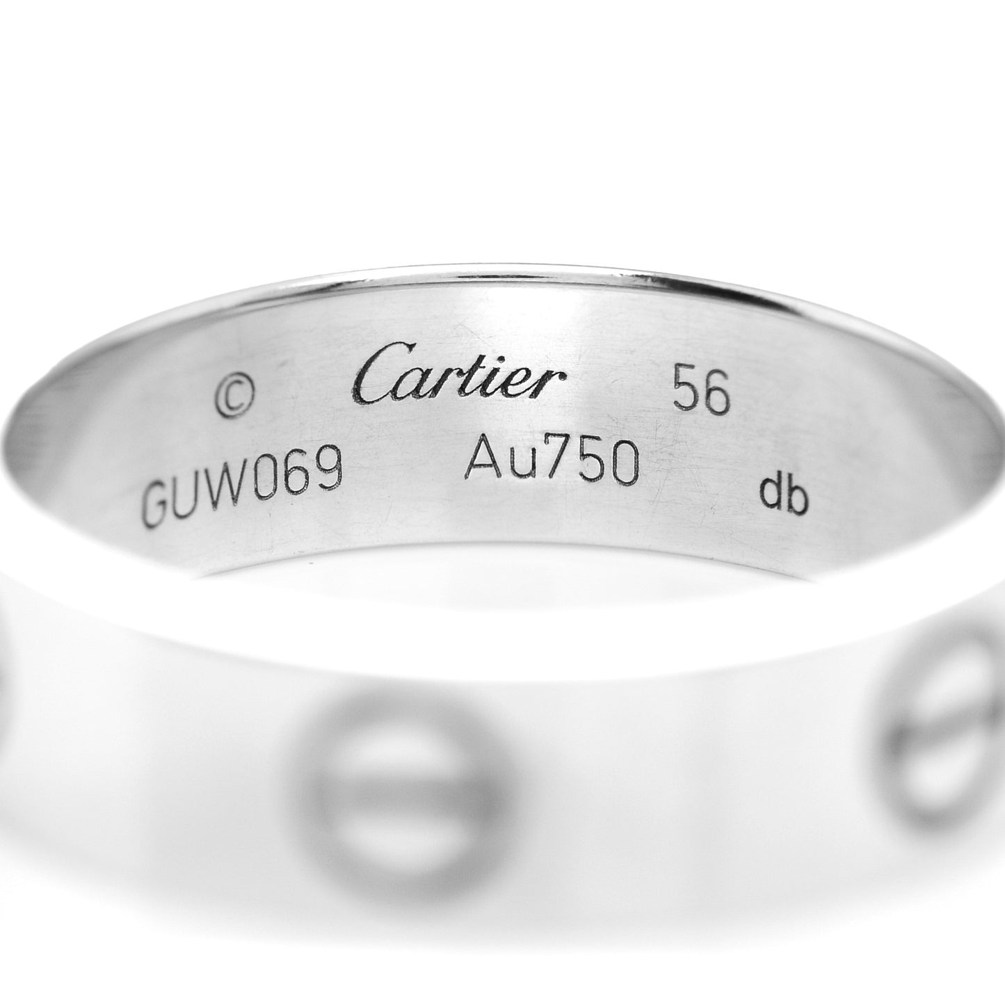 18K White Gold 5.5 LOVE Wedding Band Ring 56 7.75