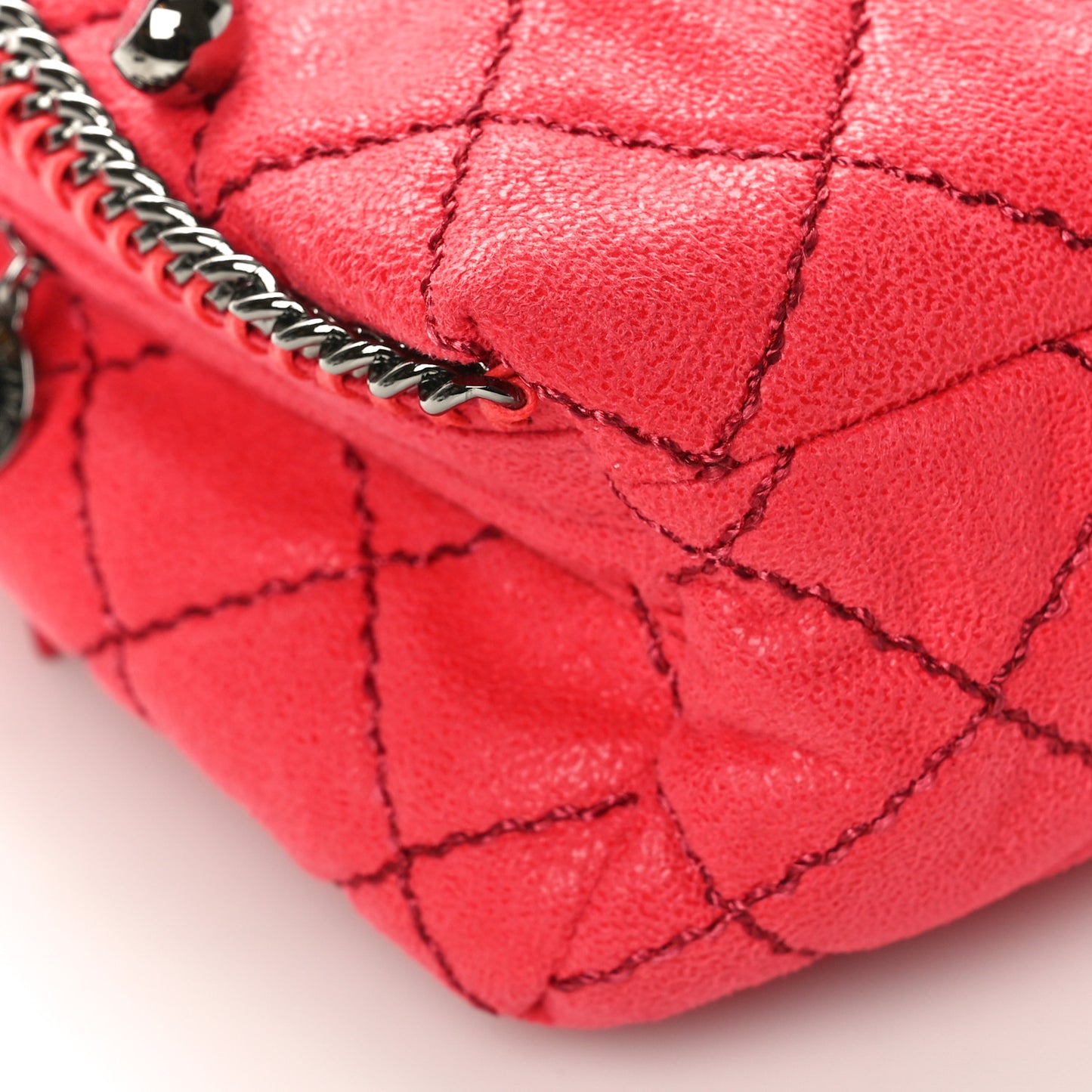 Shaggy Deer Quilted Mini Falabella Backpack Pink Fluo