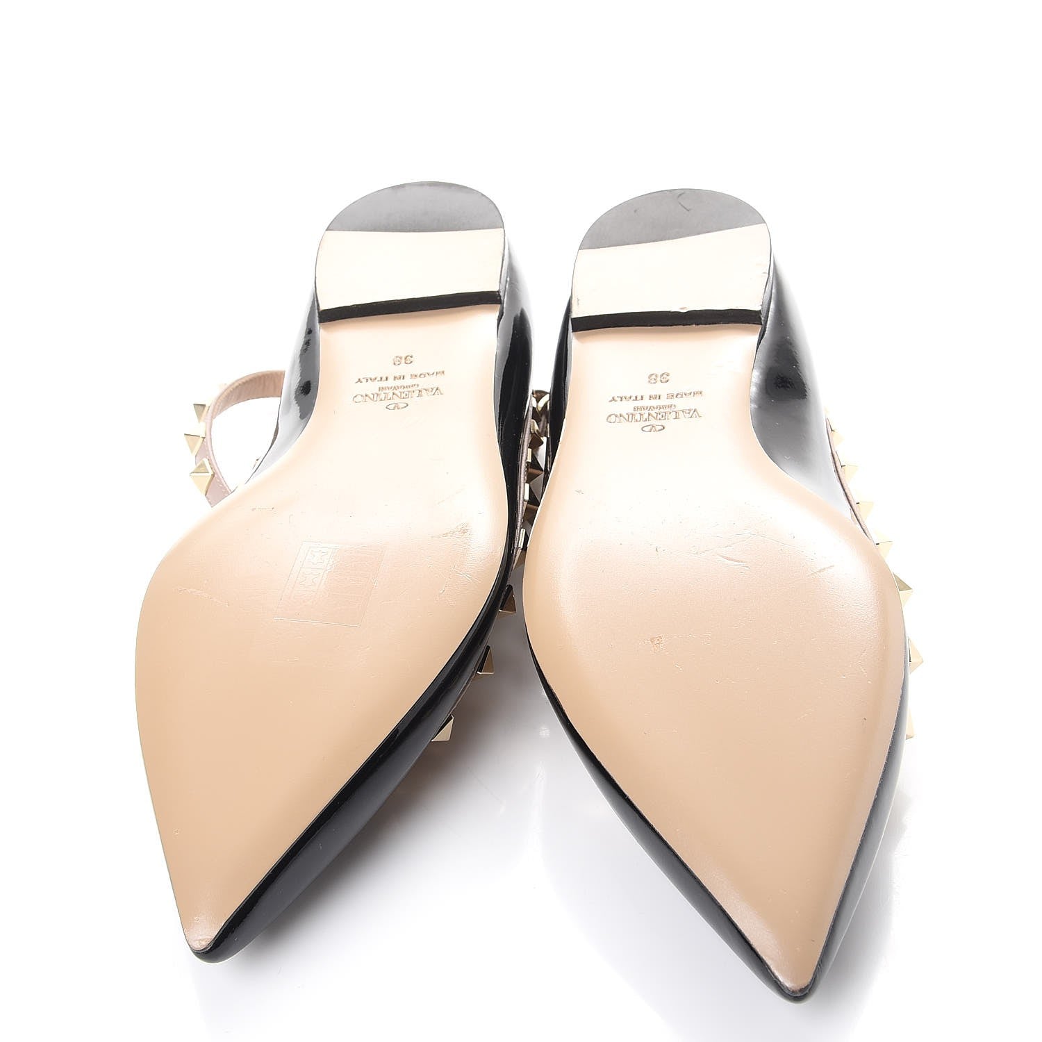 Valentino Garavani Patent Rockstud Cage Ballerina Flats 38 Black Poudre 5 of 10