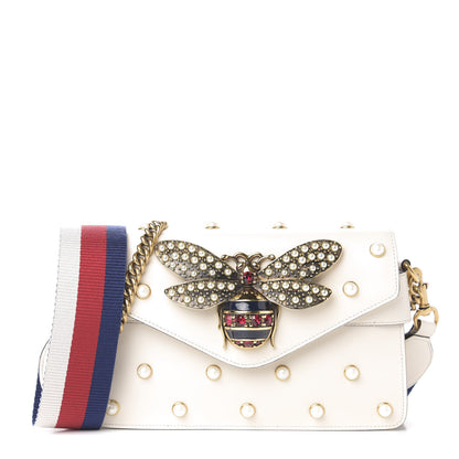 Gucci Nappa Pearl Studded Mini Queen Margaret Broadway Shoulder Bag Mystic White 1 of 13