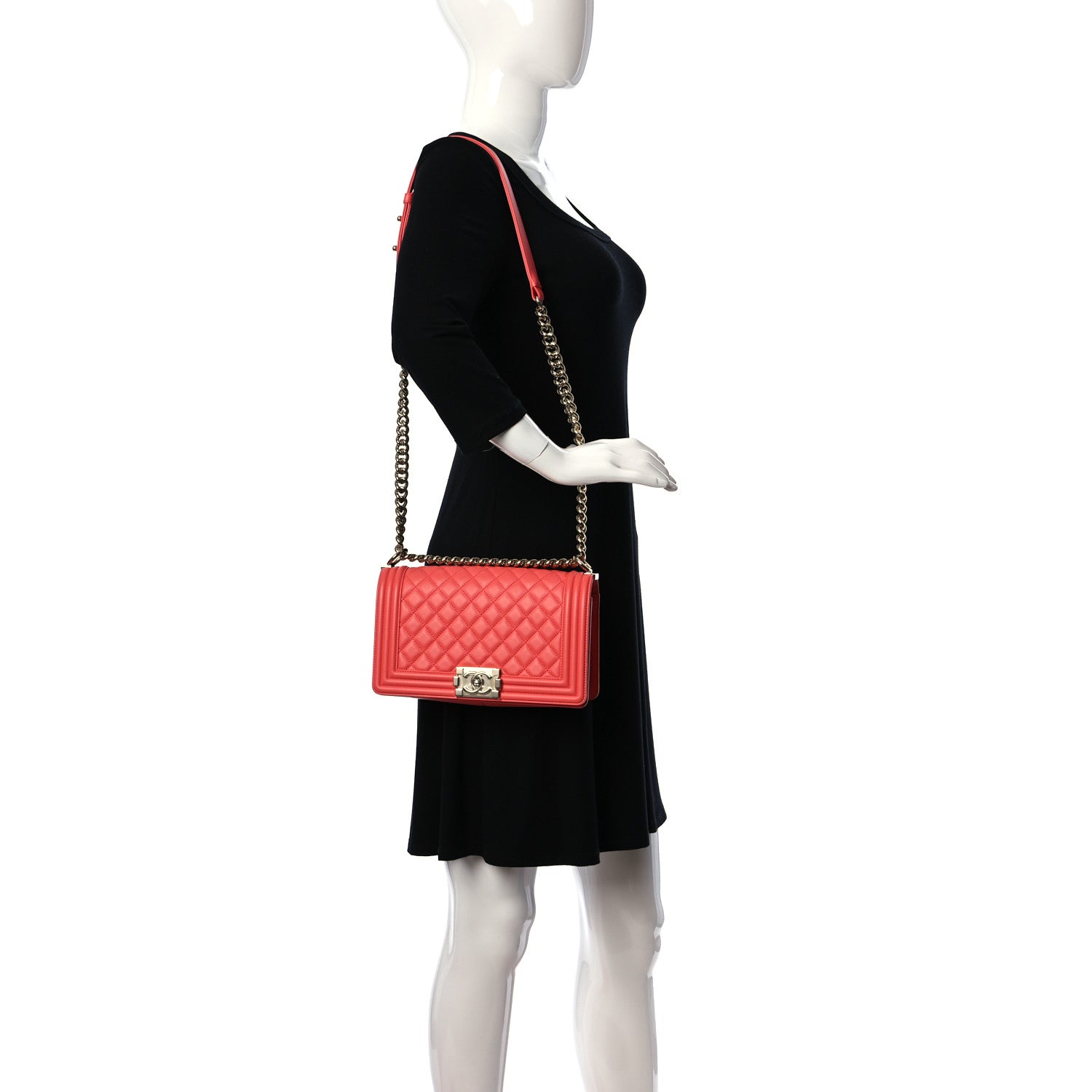 Chanel Calfskin Quilted Medium Boy Flap Coral 2 of 11