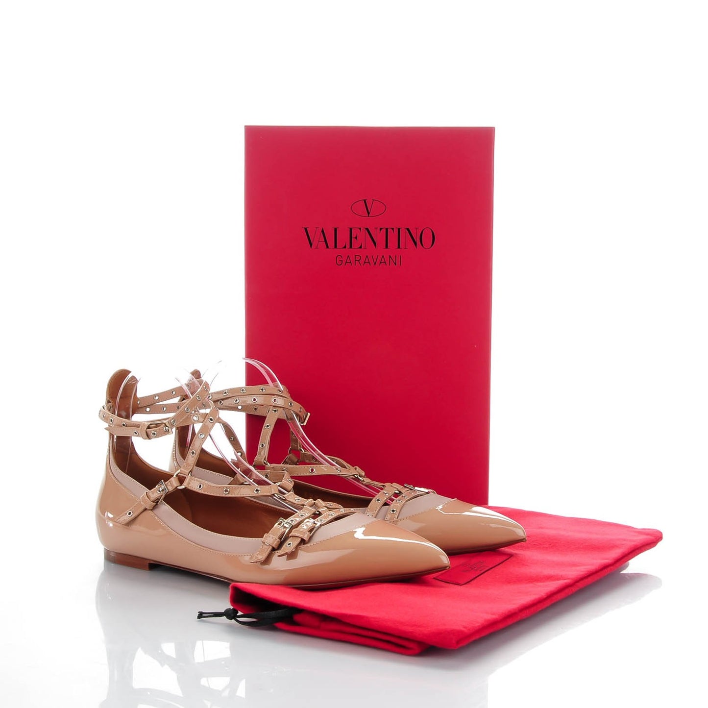 Patent Nappa Love Latch Ballerina Flats 38.5 Poudre