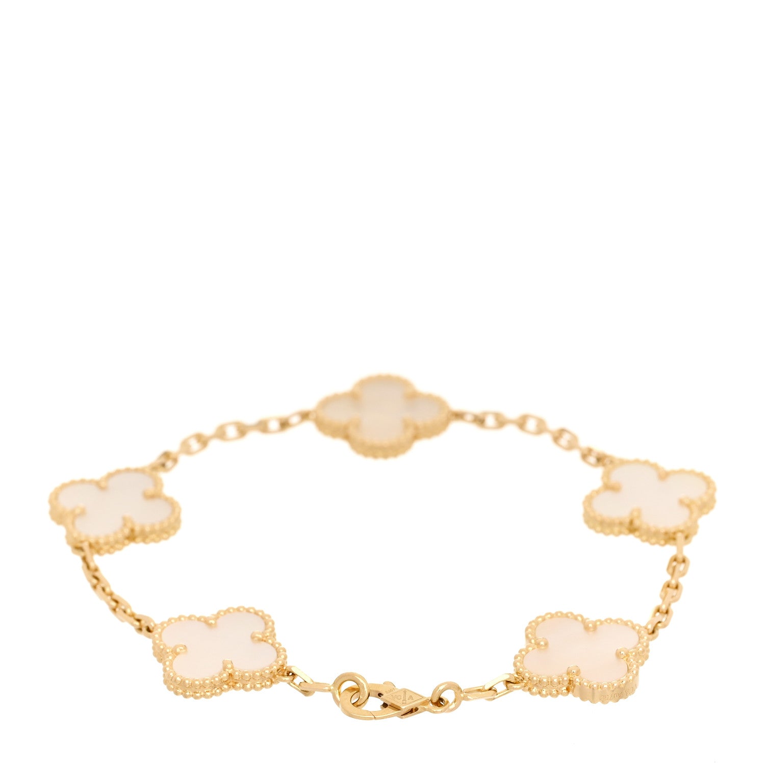 Van Cleef & Arpels 18K Yellow Gold Mother of Pearl 5 Motifs Vintage Alhambra Bracelet 2 of 6