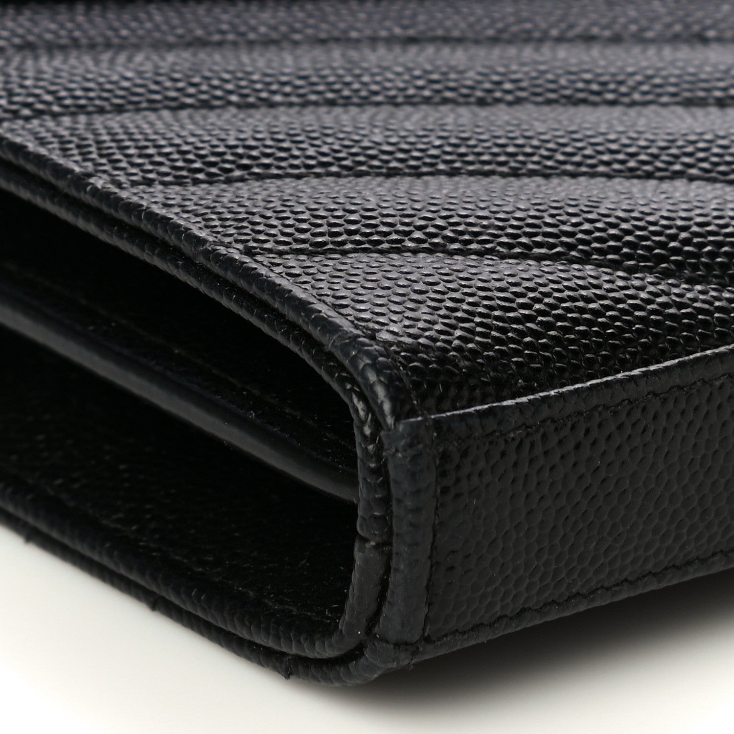 Saint Laurent Grain De Poudre Matelasse Chevron Monogram Chain Wallet Black 10 of 13