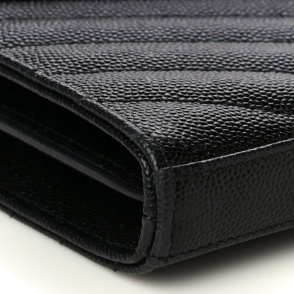 Saint Laurent Grain De Poudre Matelasse Chevron Monogram Chain Wallet Black 10 of 13