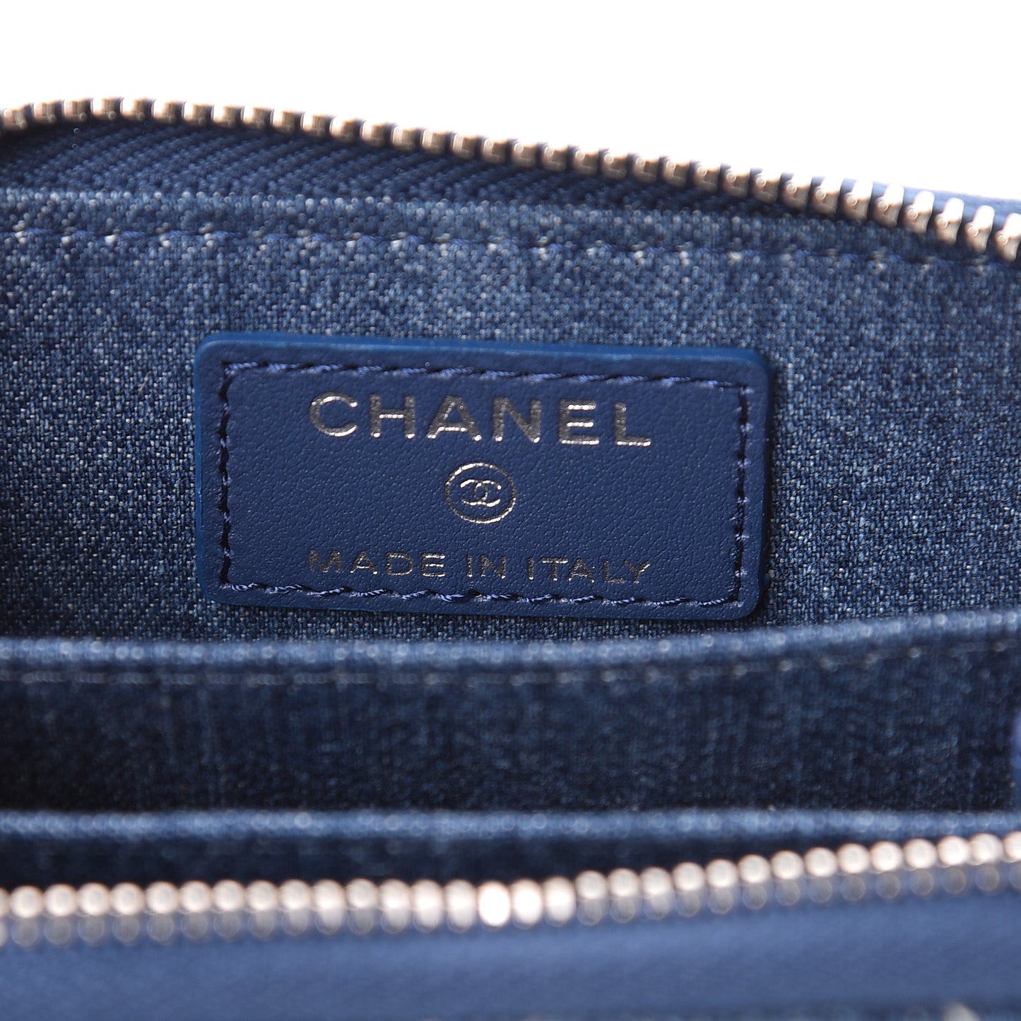 Denim Quilted Zip Coin Purse Blue