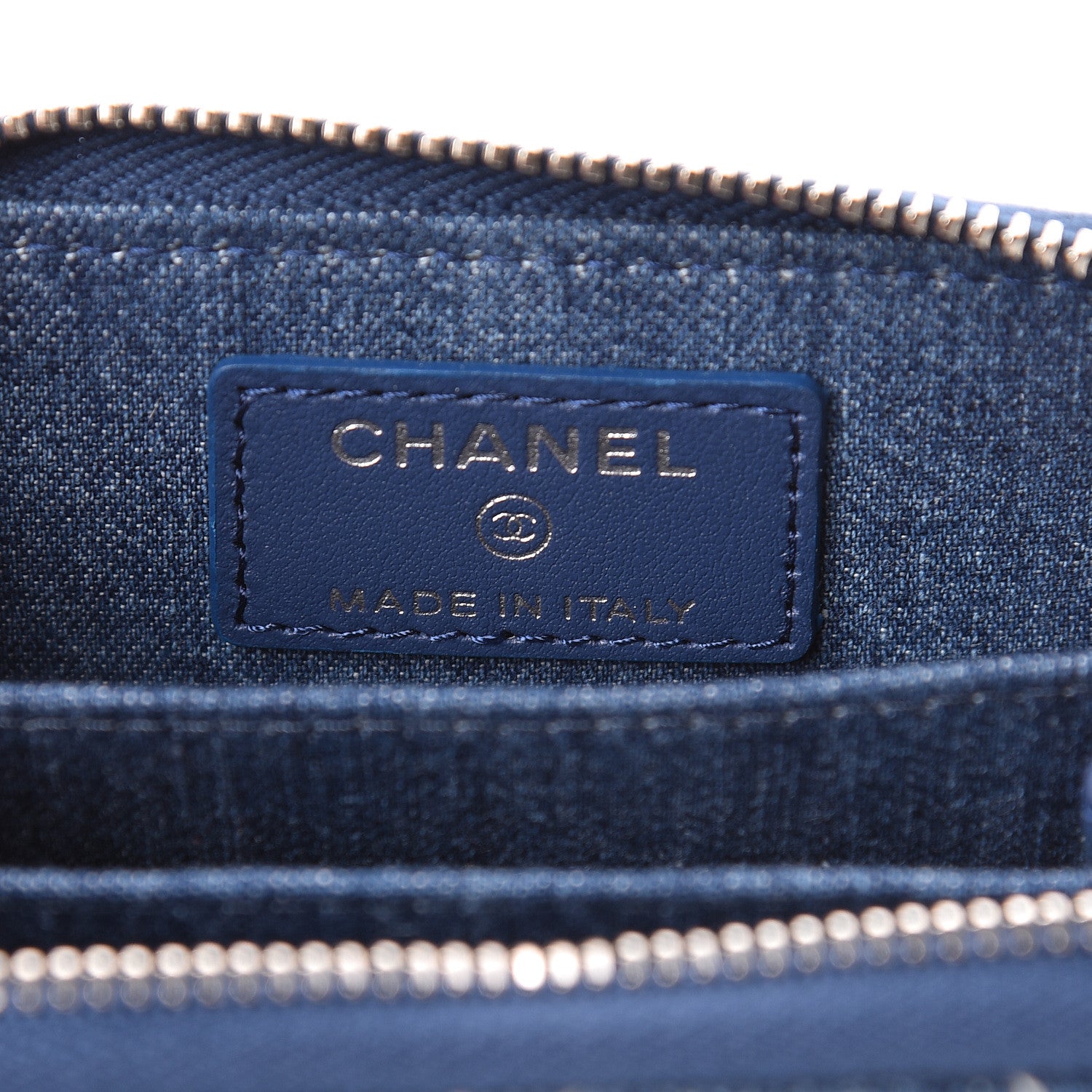 Chanel Denim Quilted Zip Coin Purse Blue 6 of 8