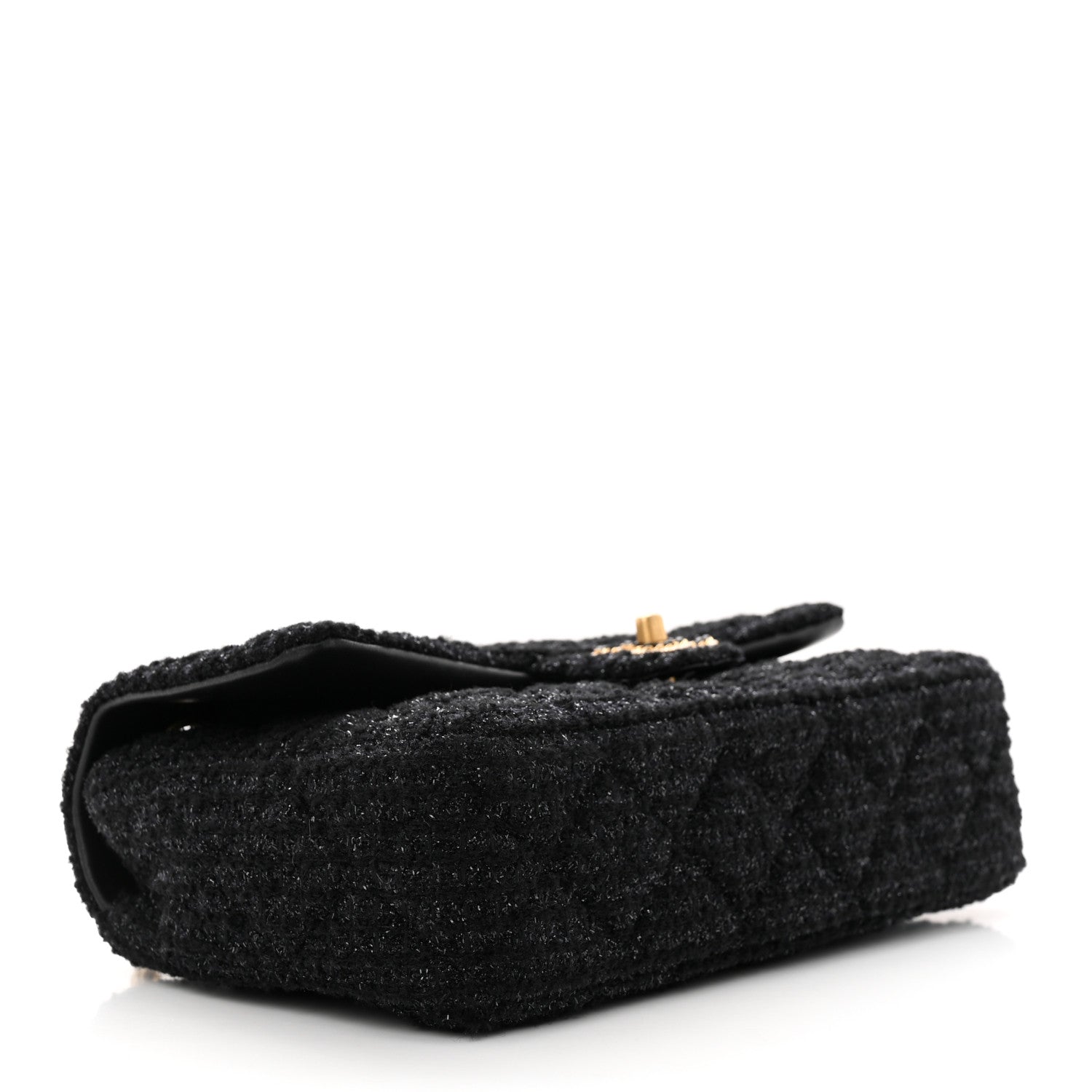 Chanel Tweed Quilted Medium Crystal CC Single Flap Black 4 of 11
