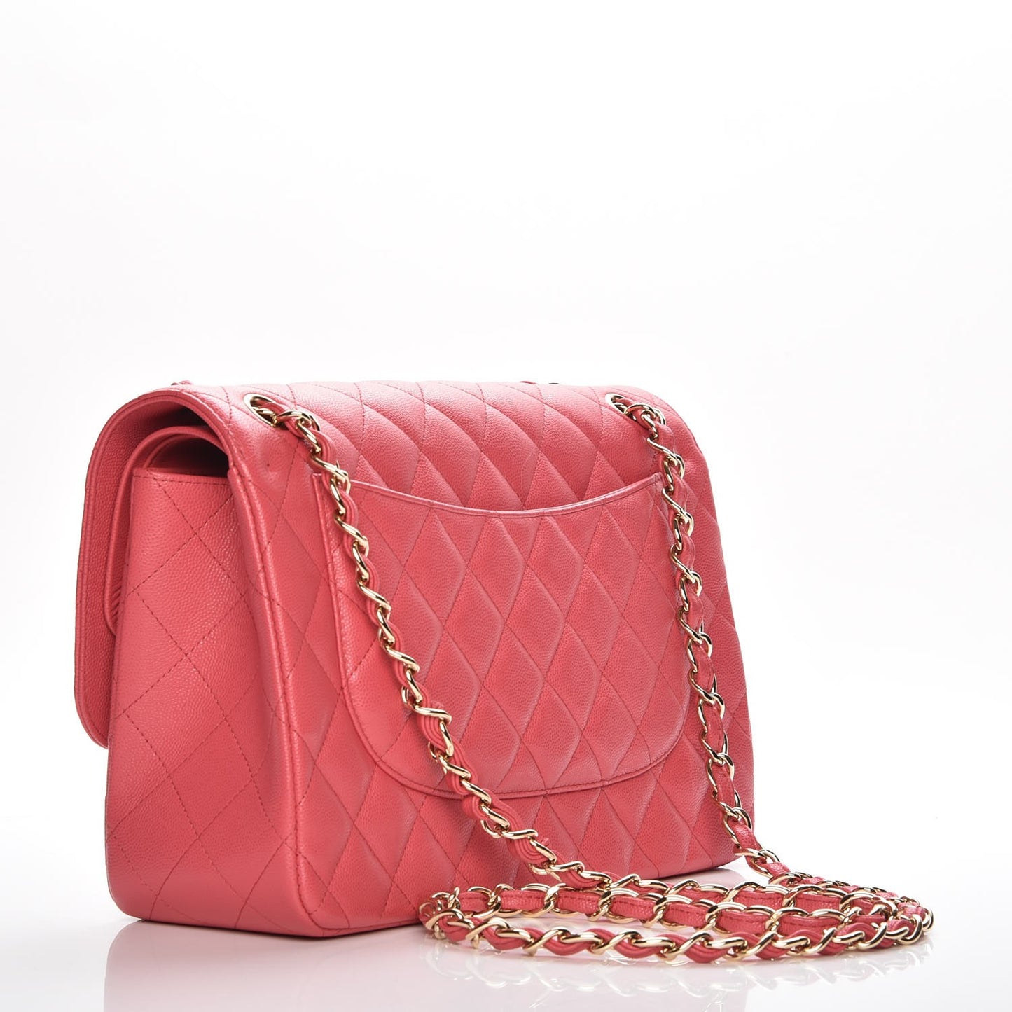 Caviar Quilted Jumbo Double Flap Dark Pink