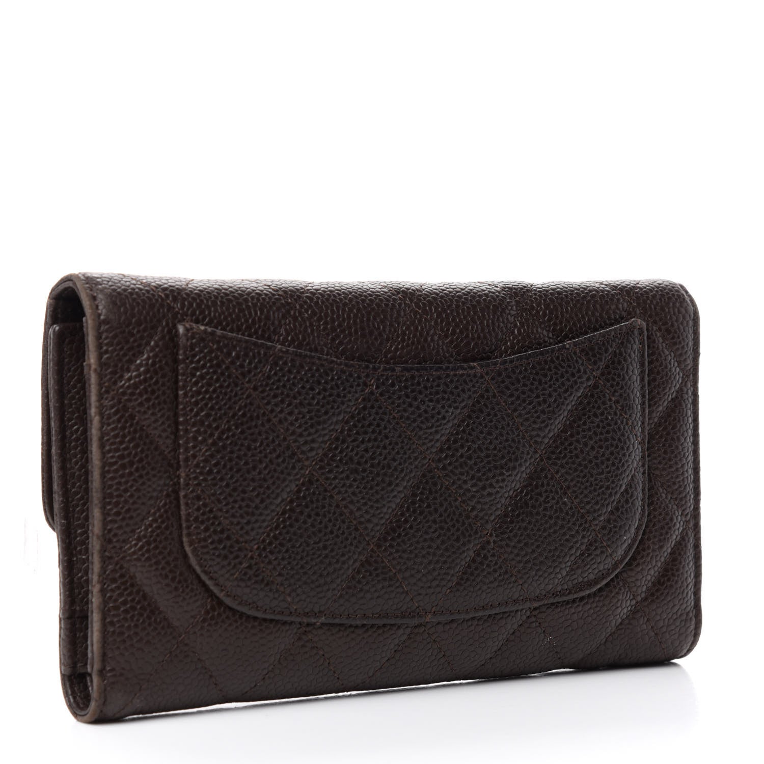 Chanel Caviar Quilted Large Flap Wallet Dark Brown 3 of 8