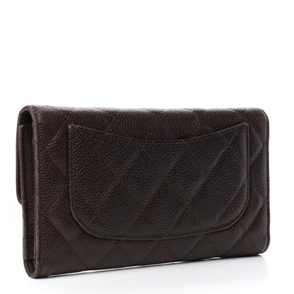 Chanel Caviar Quilted Large Flap Wallet Dark Brown 3 of 8