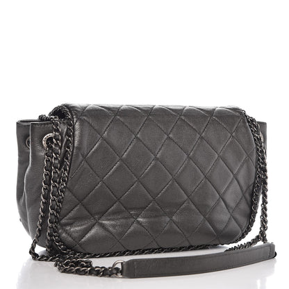 Chanel Calfskin Quilted Small CC Enchained Accordion Flap Grey 3 of 7