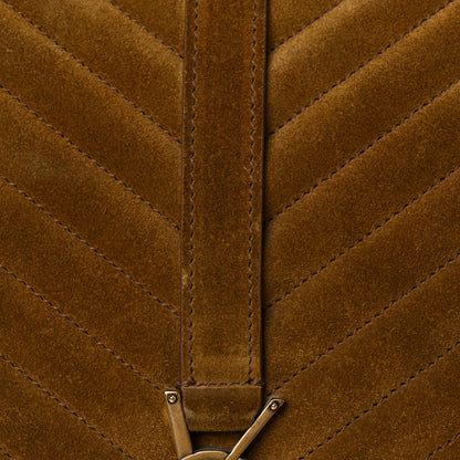 Saint Laurent Suede Mixed Matelasse Tri-Quilt Large Monogram Envelope Satchel Brown 25 of 25