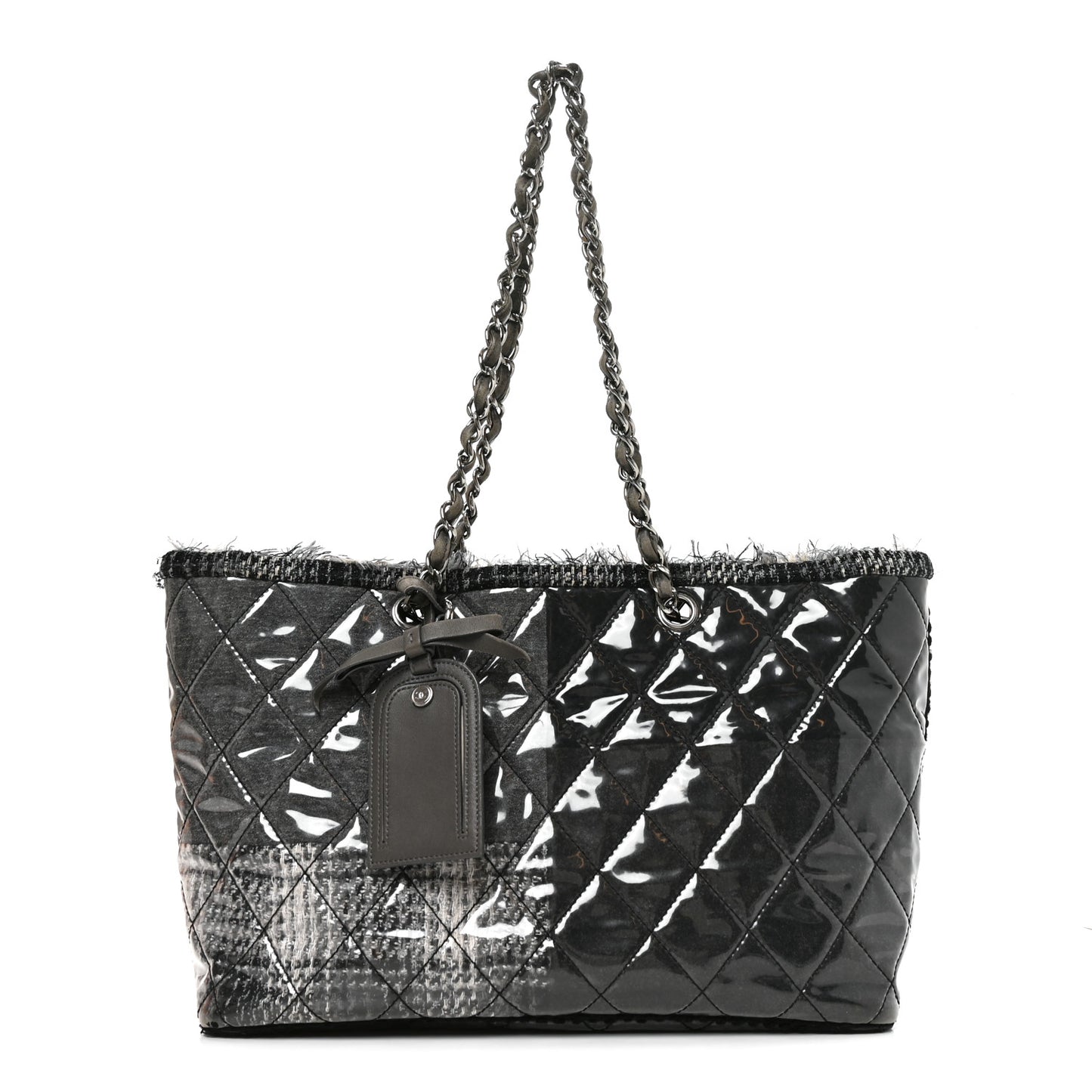Vinyl Funny Tweed Patchwork Tote Grey