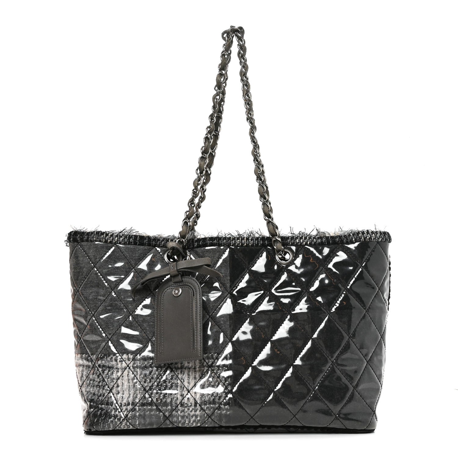 Chanel Vinyl Funny Tweed Patchwork Tote Grey 1 of 10