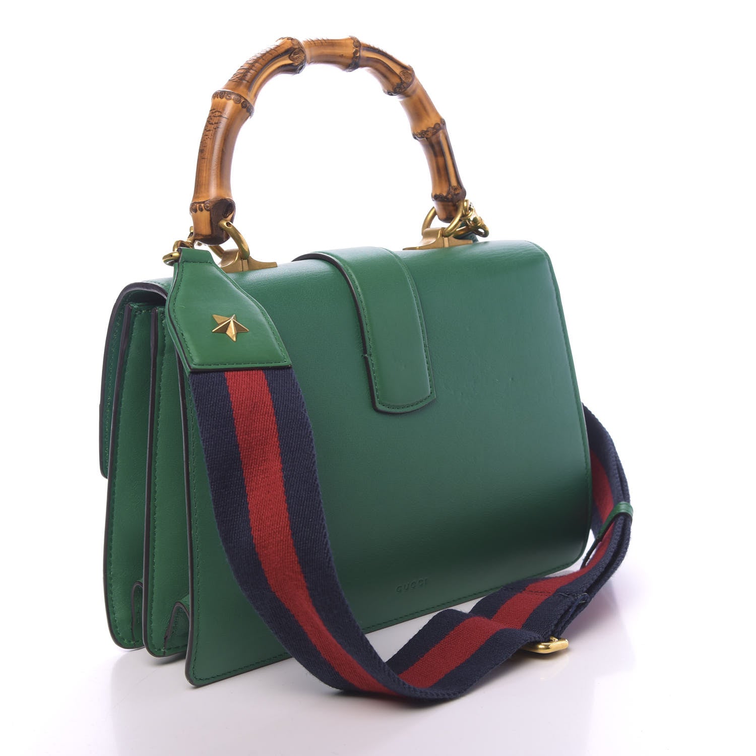 Gucci Moon Calfskin Web Medium Dionysus Bamboo Top Handle Bag Emerald Blue Hibiscus Red 3 of 16