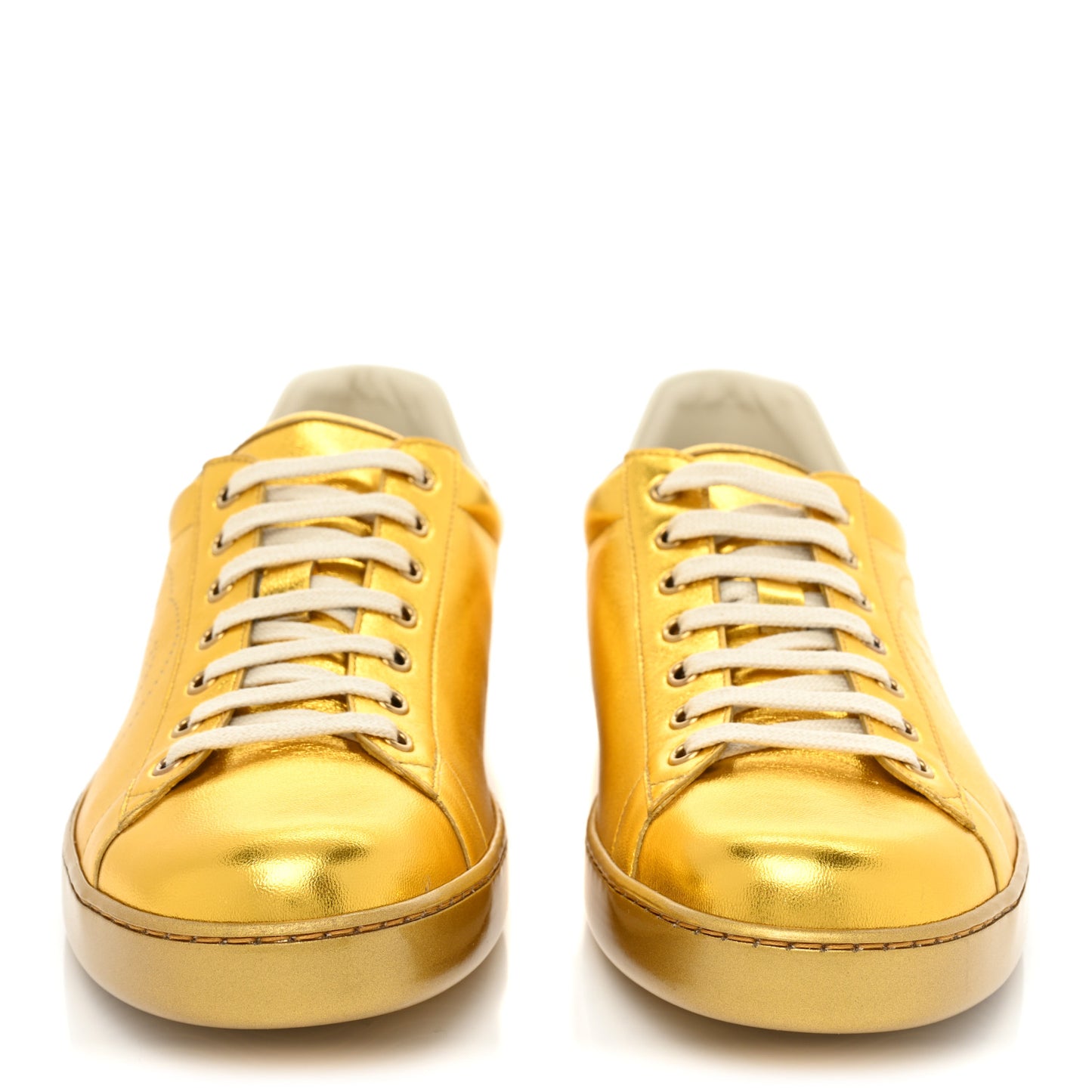 Metallic Nappa Interlocking G Perforated Mens Ace Sneakers 11.5 Oro Vecchio