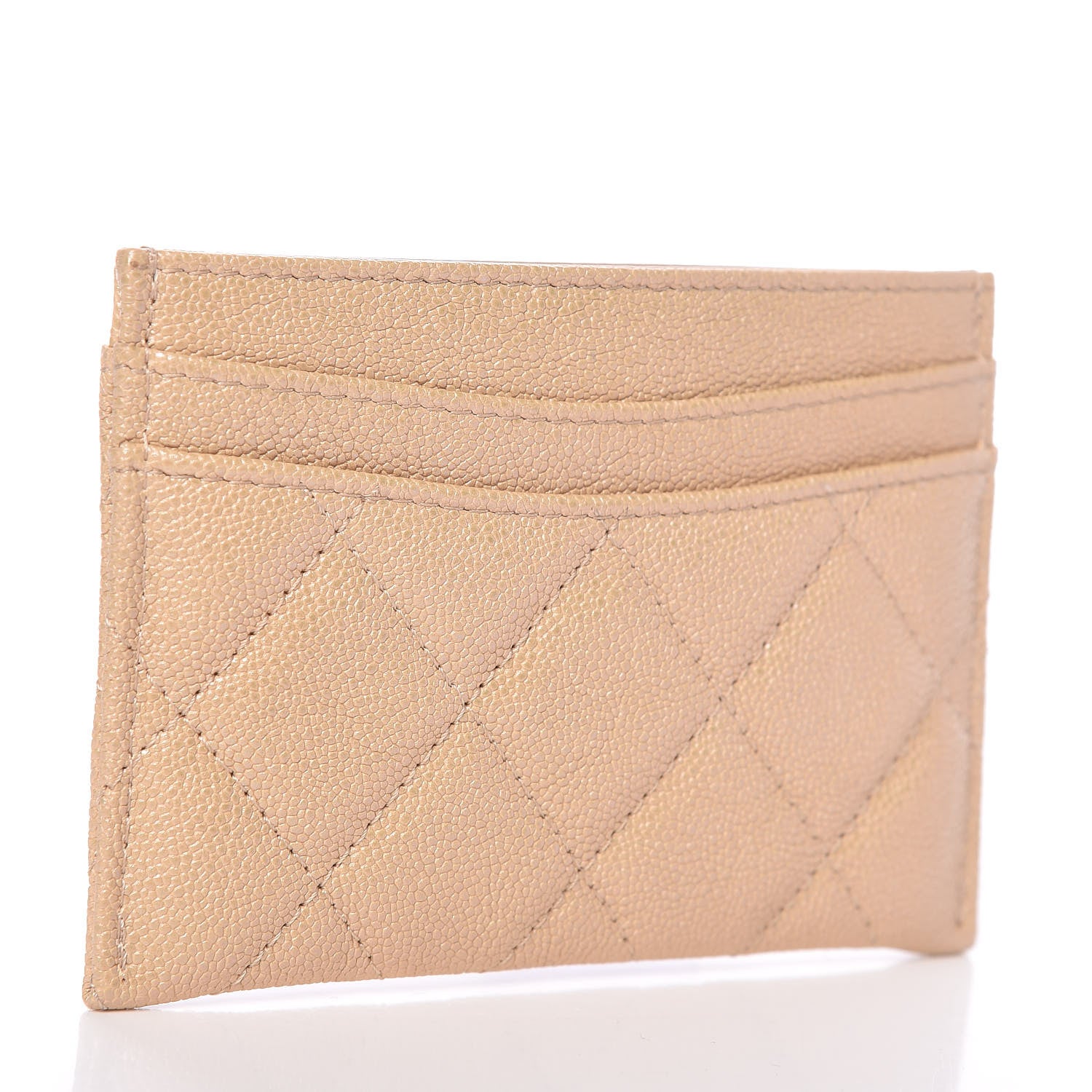 Chanel Iridescent Caviar Quilted Card Holder Beige 3 of 9
