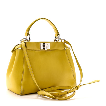 Fendi Nappa Mini Peekaboo Iconic Satchel Lime 3 of 10