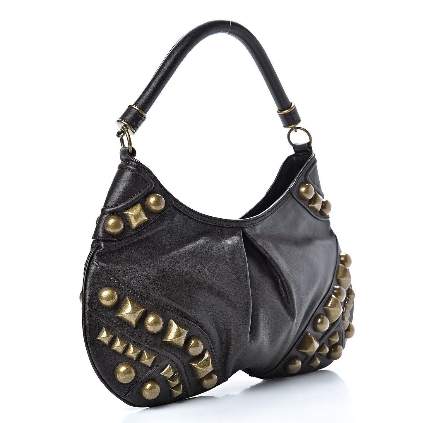 Calfskin Studded Medium Alverton Hobo Chocolate