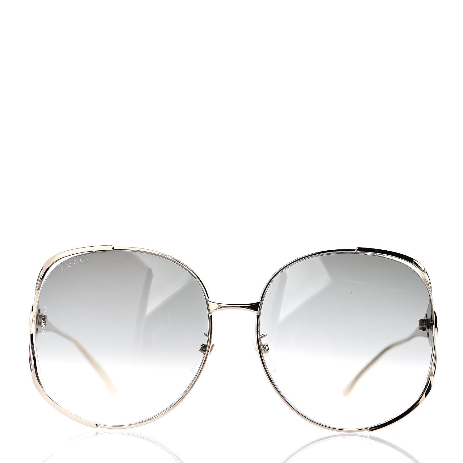 Gucci Metal Oversized Round Frame GG0225S Sunglasses Gold 2 of 8
