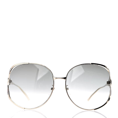 Gucci Metal Oversized Round Frame GG0225S Sunglasses Gold 2 of 8