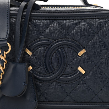 Chanel Caviar Quilted Small CC Filigree Vanity Case Navy 8 of 12