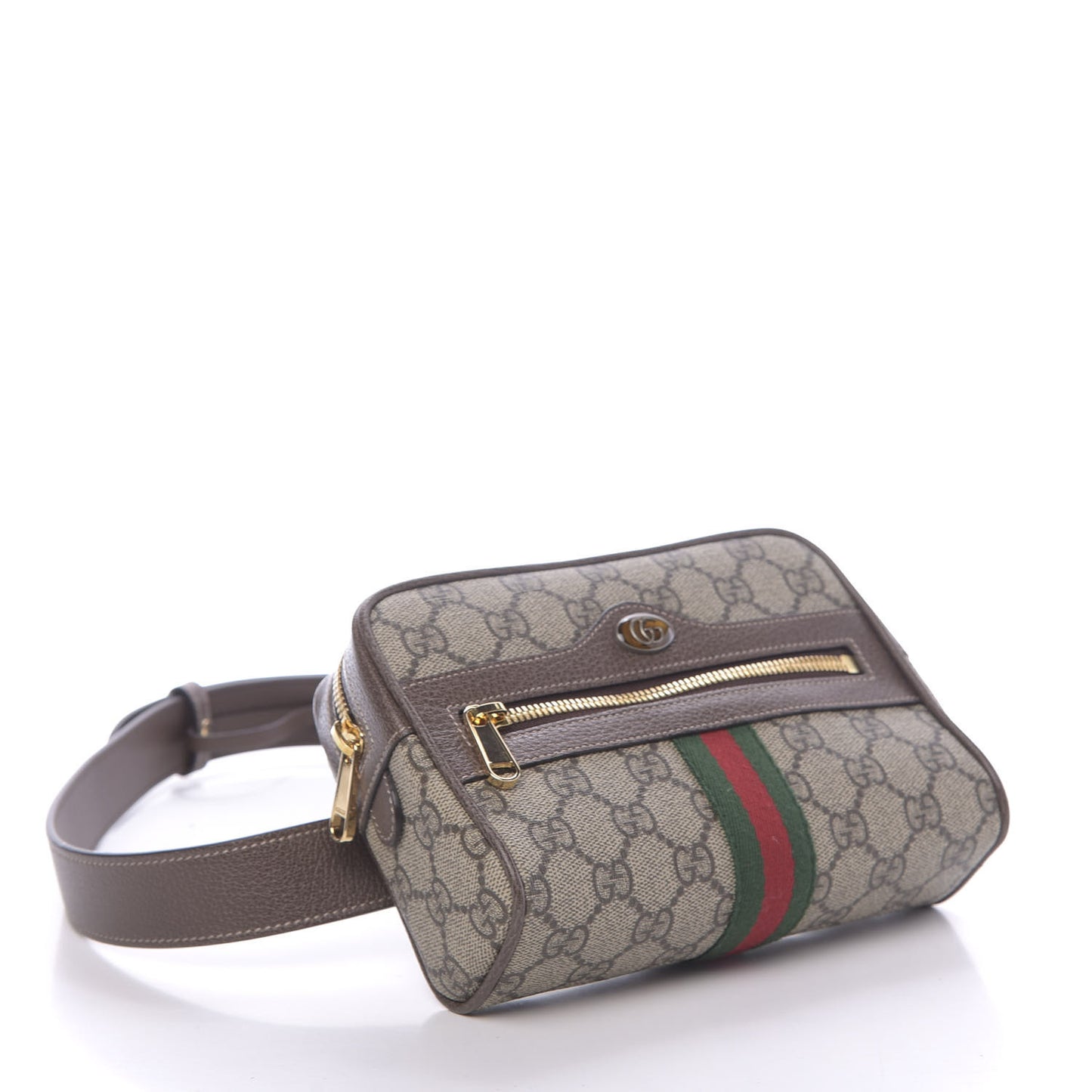 GG Supreme Monogram Web Small Ophidia Belt Bag 85 34 Dark Brown