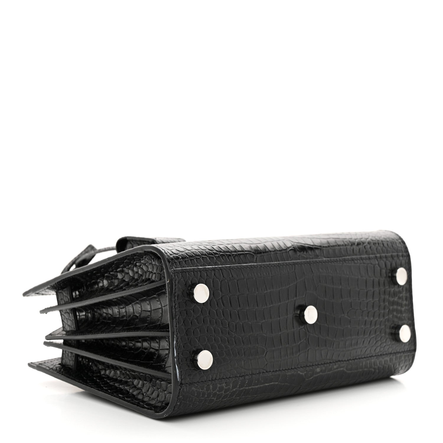 Saint Laurent Calfskin Crocodile Embossed Nano Sac De Jour Black 4 of 15