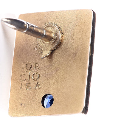 Louis Vuitton 10K Yellow Gold Blue Sapphire Employee Pin 4 of 4