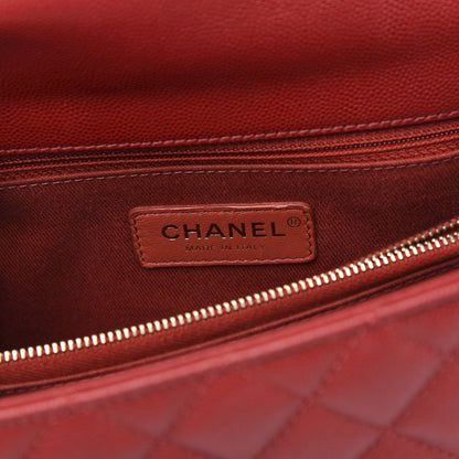 Chanel Caviar Quilted Small Coco Handle Flap Red 6 of 10