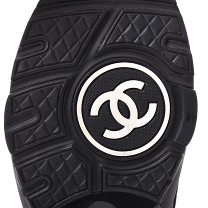 Chanel Fabric Calfskin Suede CC Womens Sneakers 38.5 Black Turquoise Gold 9 of 11