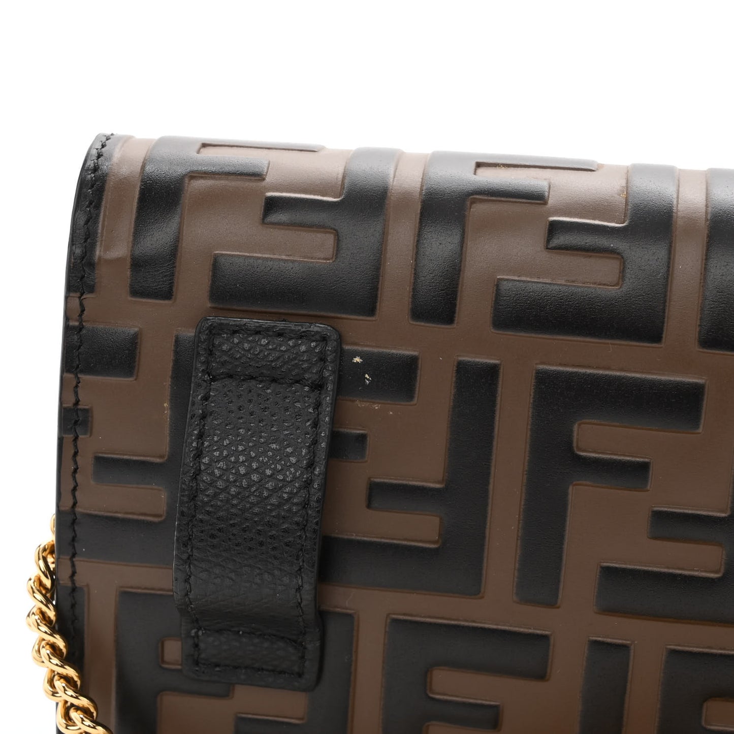 Vitello Liberty F is Fendi Bi-Color FF 1974 Embossed Envelope Belt Bag Maya Black