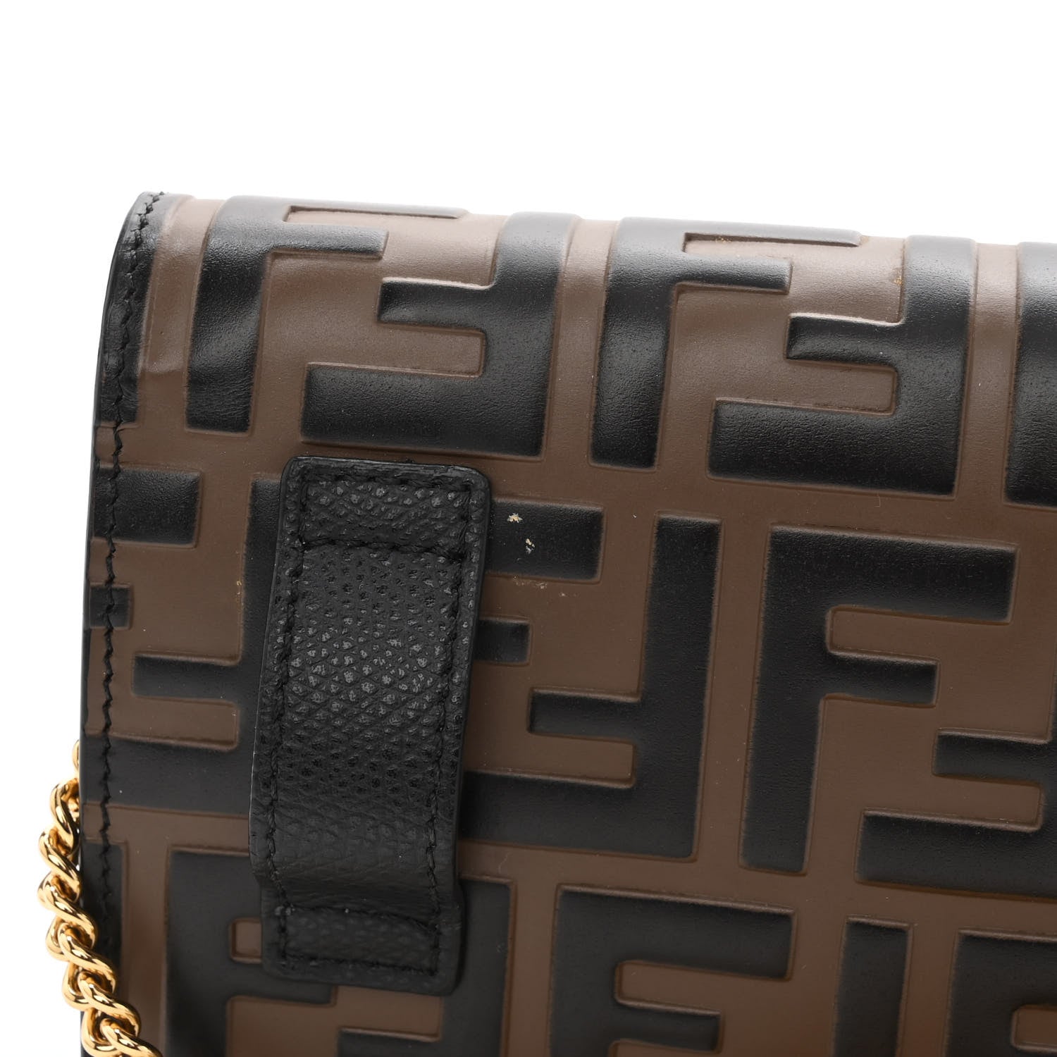 Fendi Vitello Liberty F is Fendi Bi-Color FF 1974 Embossed Envelope Belt Bag Maya Black 11 of 14