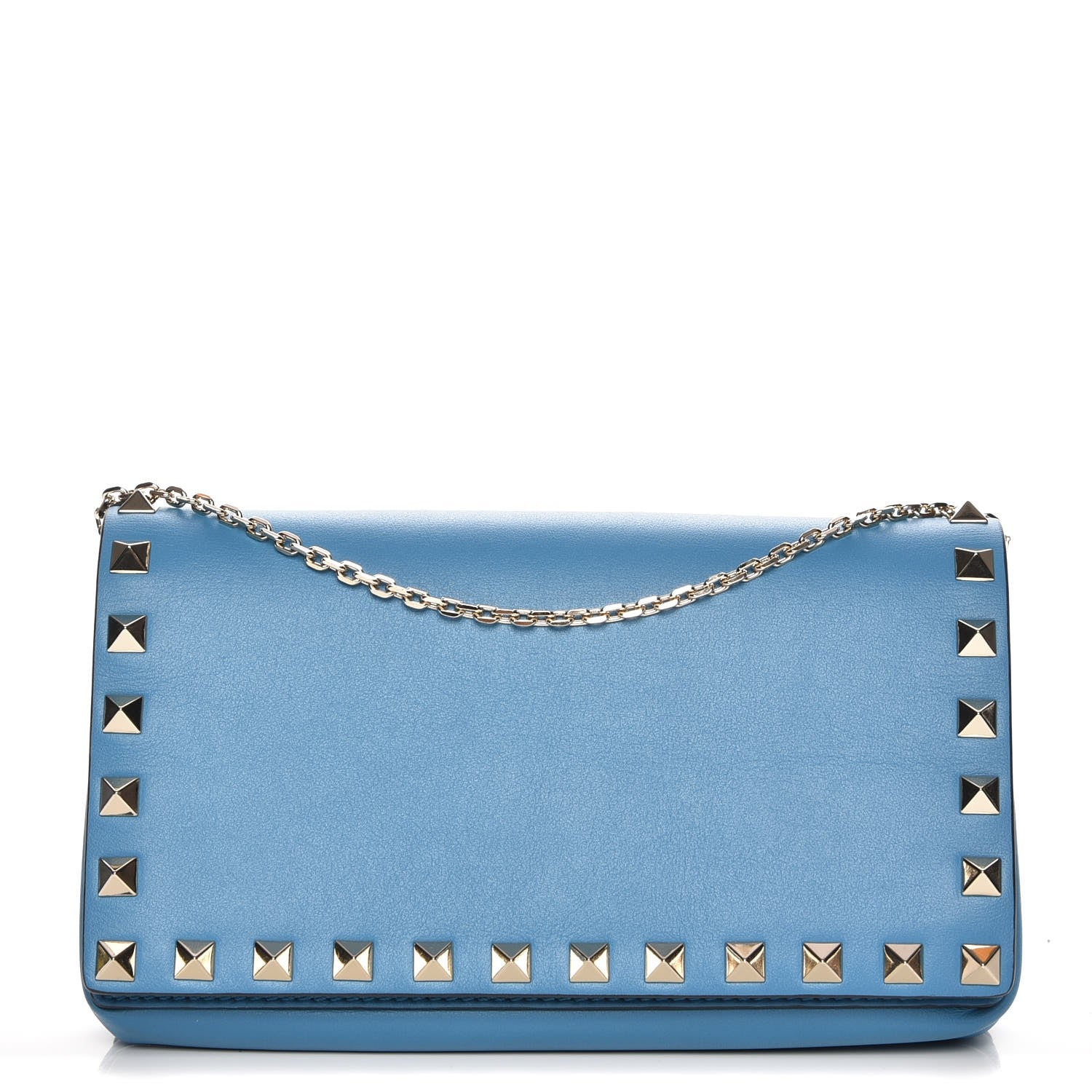 Valentino Garavani Vitello Small Rockstud Chain Flap Crossbody Bag Light Blue 1 of 6