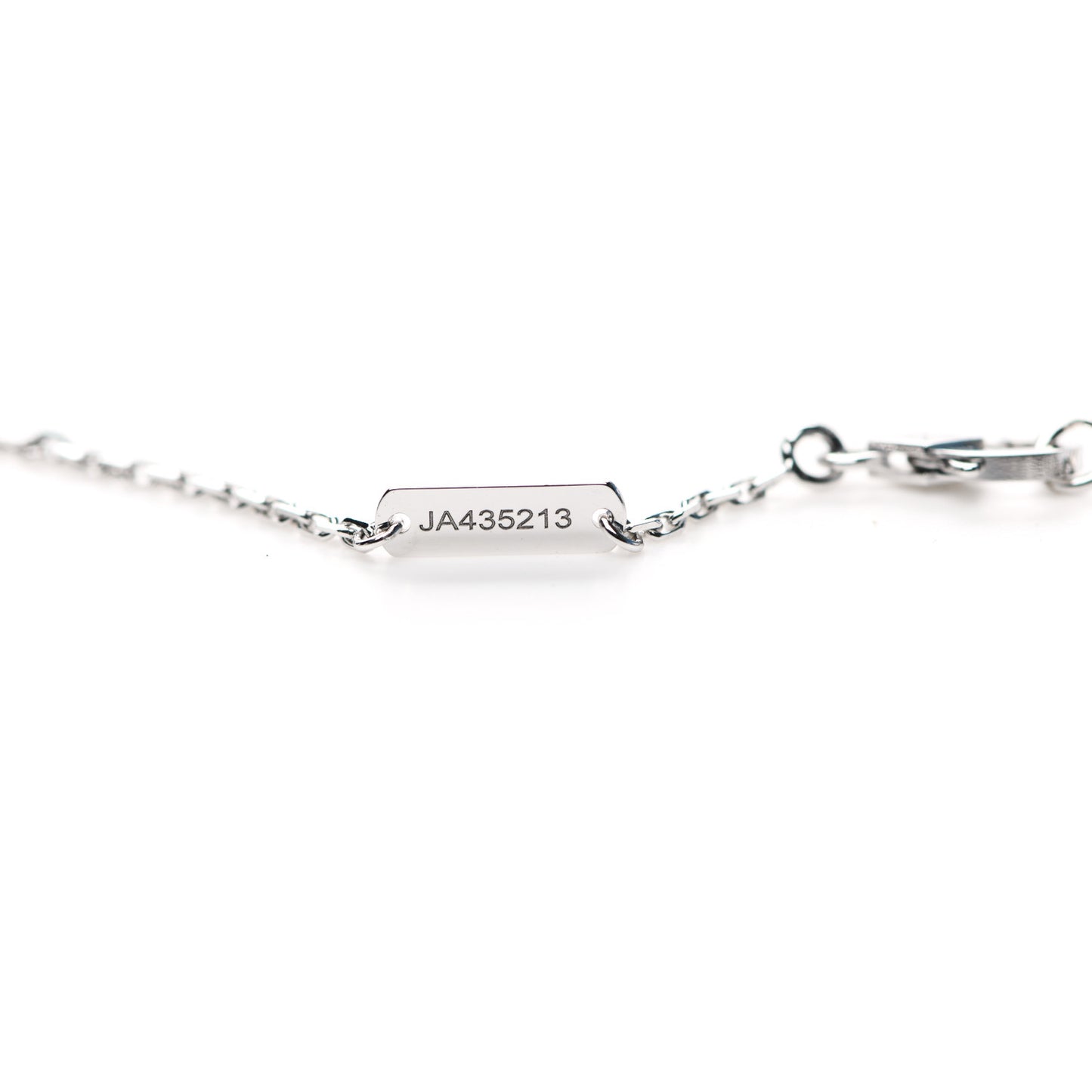 18K White Gold Mother of Pearl Vintage Alhambra Pendant Necklace