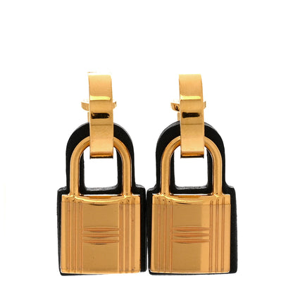 Hermes Gold Swift O'Kelly Earrings Black 1 of 6